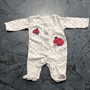 Carter's Gray and Red Footies with Ladybug Charm